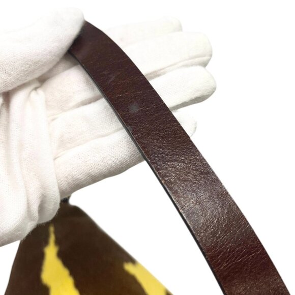 FENDI Vintage FF Logo Mamma Baguette Shoulder Bag Yellow [105334] - Picture 10 of 13